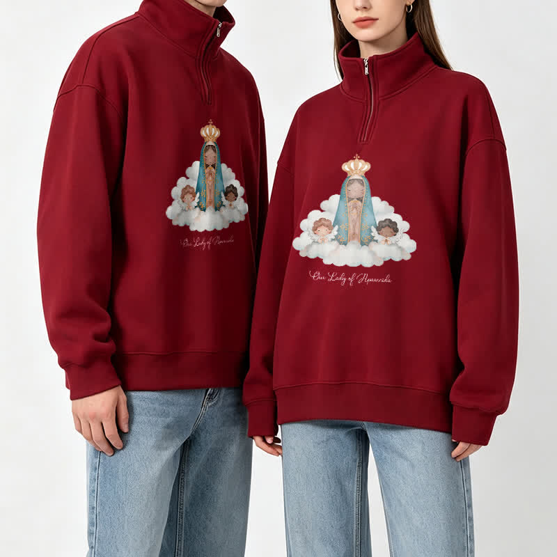 Christianartworkshop Our Lady Of Aparecida Statement Half-Zip Pullover - image 5