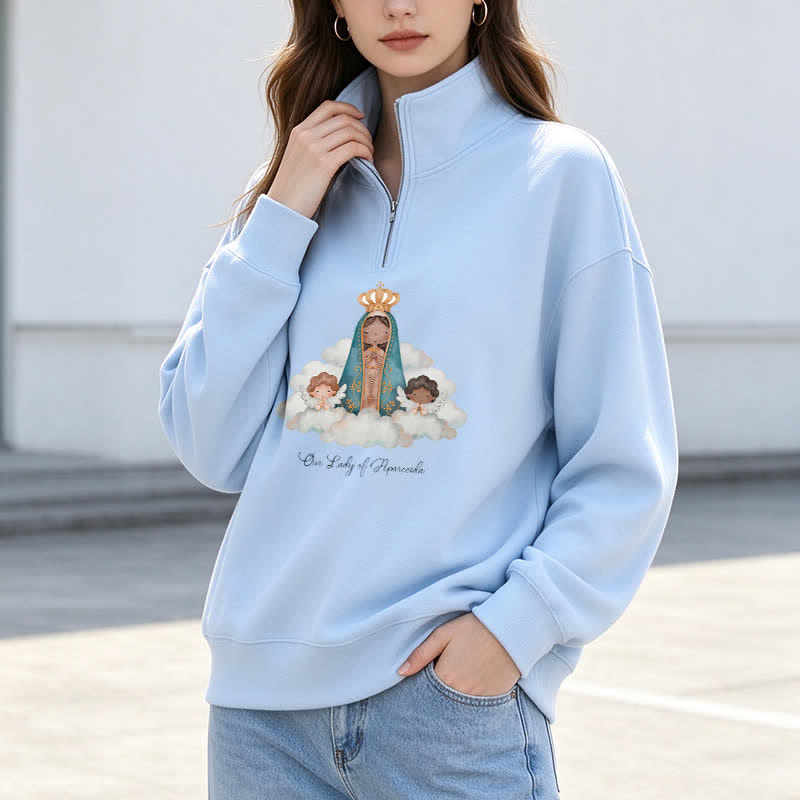 Christianartworkshop Our Lady Of Aparecida Statement Half-Zip Pullover - image 9