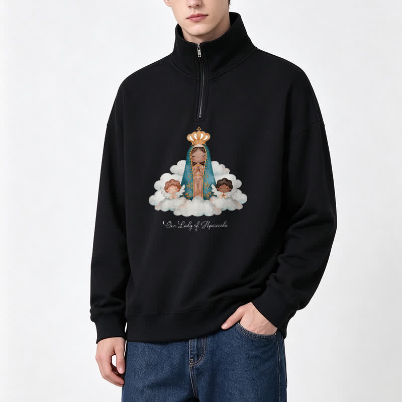 Christianartworkshop Our Lady Of Aparecida Statement Half-Zip Pullover - image 7