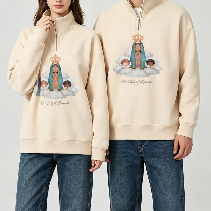 Christianartworkshop Our Lady Of Aparecida Statement Half-Zip Pullover - image 3