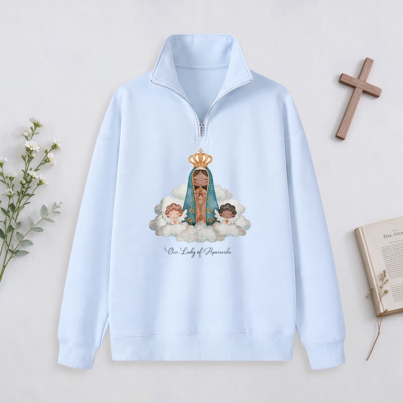 Christianartworkshop Our Lady Of Aparecida Statement Half-Zip Pullover - Sky Blue - 3XL - image 8