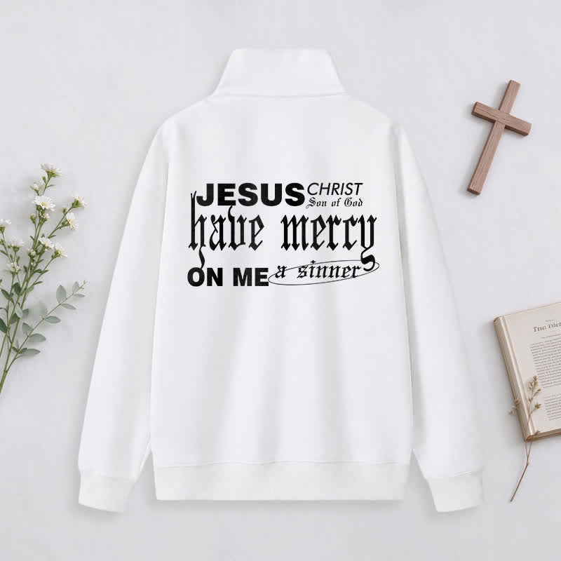 Christianartworkshop Jesus Loves You Gothic Lettering Half-Zip Pullover - image 1