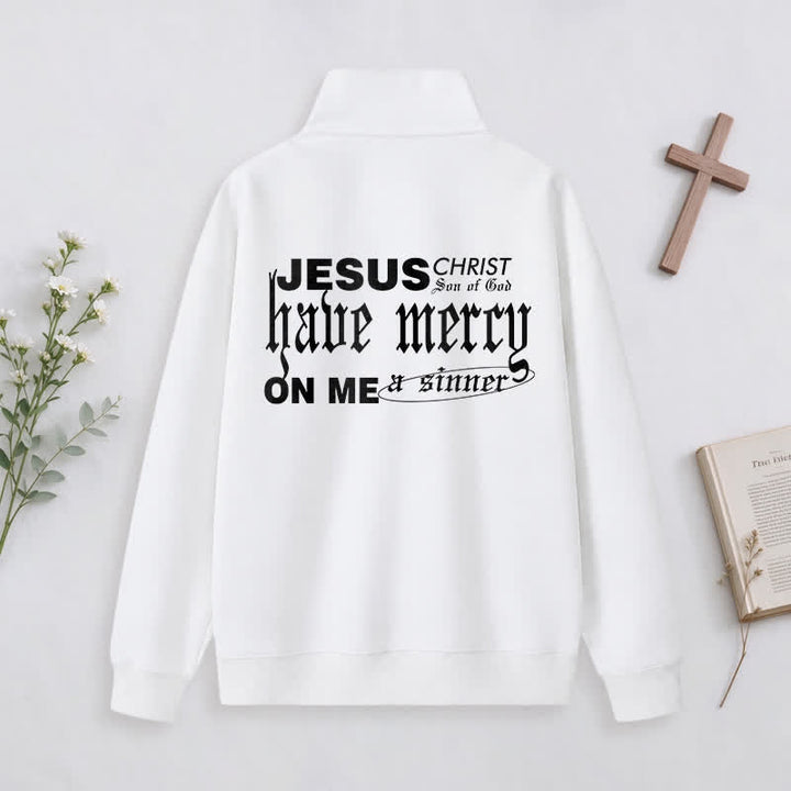 Christianartworkshop Jesus Loves You Gothic Lettering Half-Zip Pullover - image 1