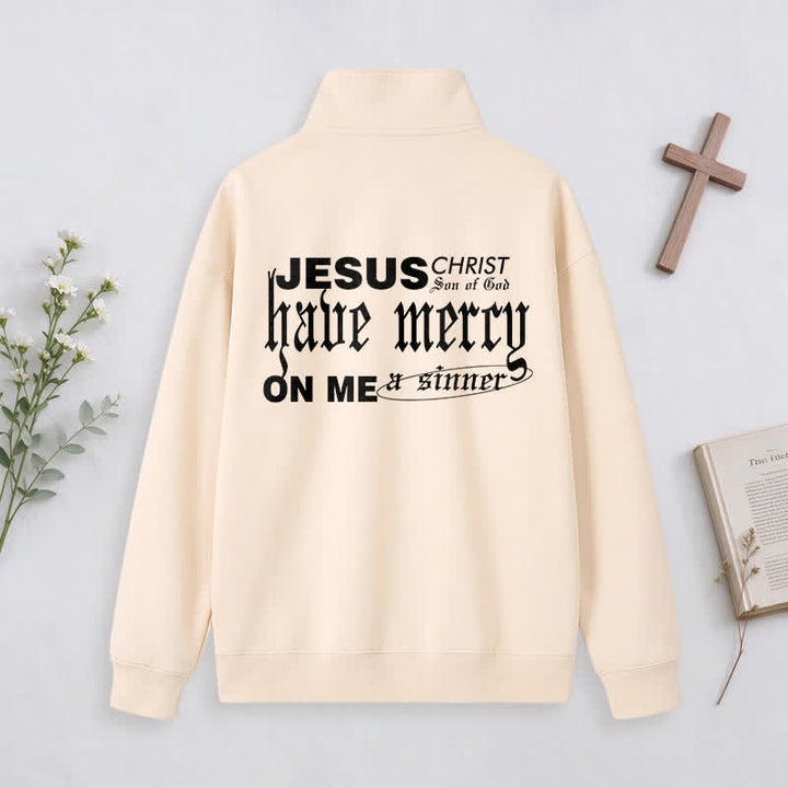 Christianartworkshop Jesus Loves You Gothic Lettering Half-Zip Pullover - image 5