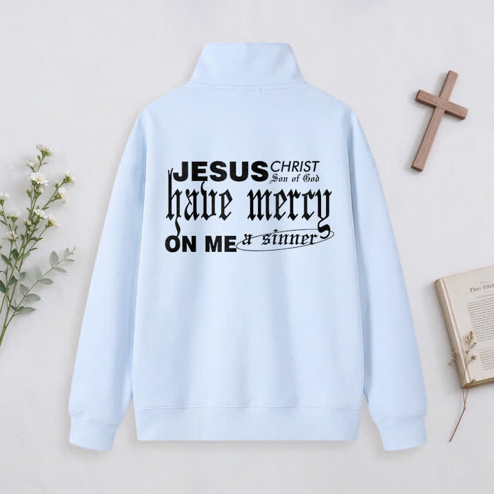Christianartworkshop Jesus Loves You Gothic Lettering Half-Zip Pullover - image 17