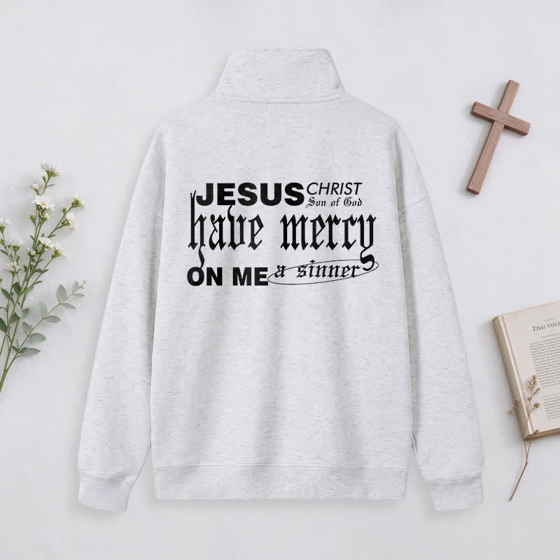 Christianartworkshop Jesus Loves You Gothic Lettering Half-Zip Pullover - image 27