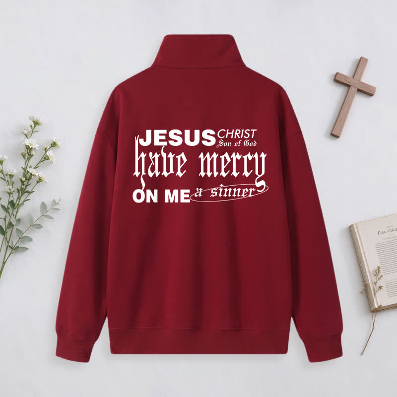 Christianartworkshop Jesus Loves You Gothic Lettering Half-Zip Pullover - image 9