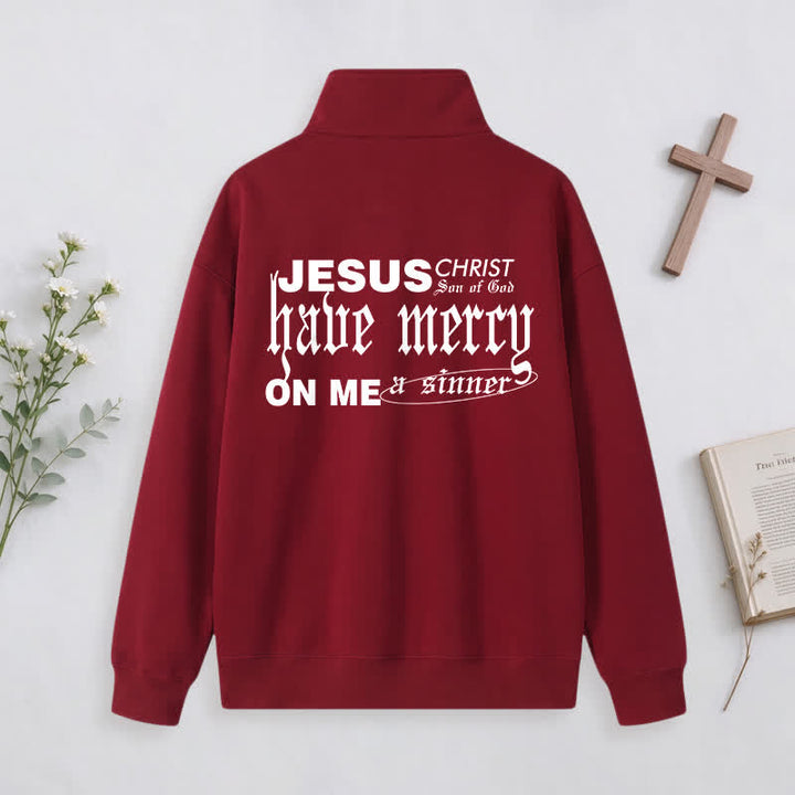 Christianartworkshop Jesus Loves You Gothic Lettering Half-Zip Pullover - image 9