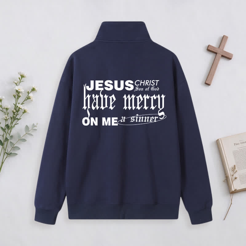 Christianartworkshop Jesus Loves You Gothic Lettering Half-Zip Pullover - image 21