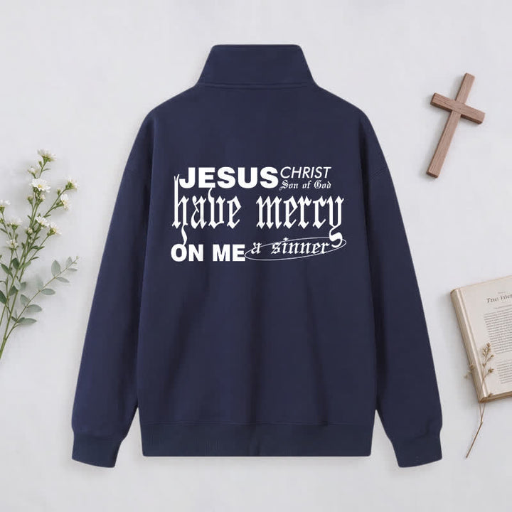 Christianartworkshop Jesus Loves You Gothic Lettering Half-Zip Pullover - image 21