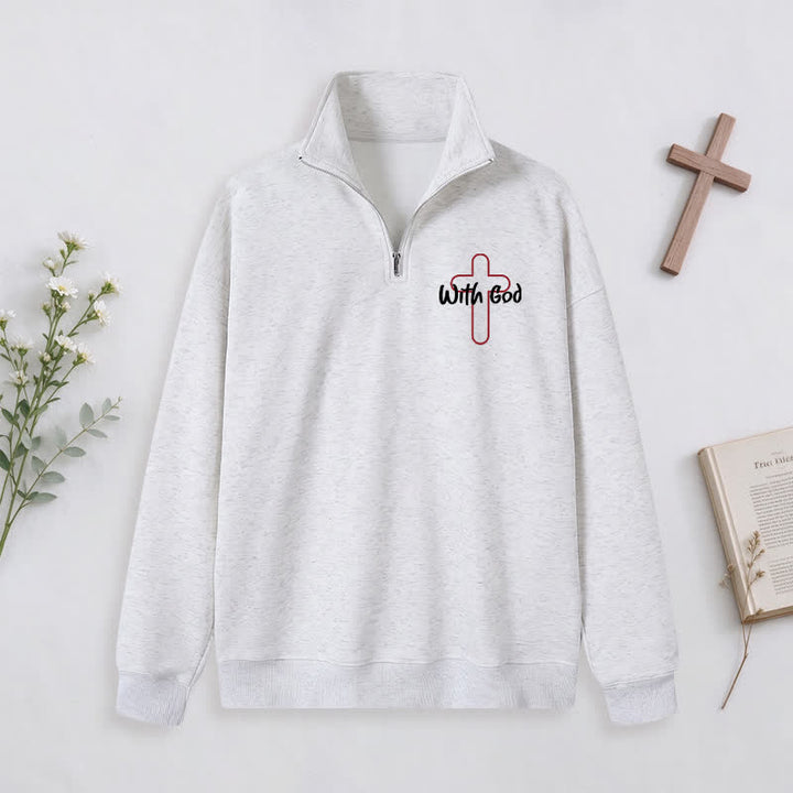 Christianartworkshop With God Cross Statement Half-Zip Pullover - image 28
