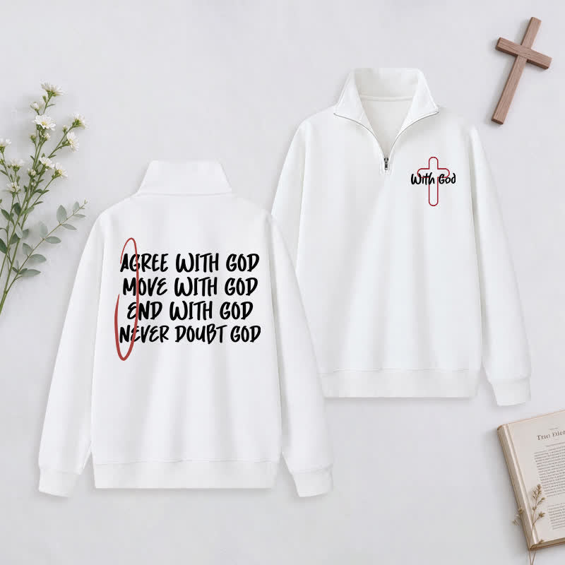 Christianartworkshop With God Cross Statement Half-Zip Pullover - White - 3XL - image 0