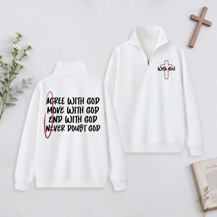 Christianartworkshop With God Cross Statement Half-Zip Pullover - White - 3XL - image 0