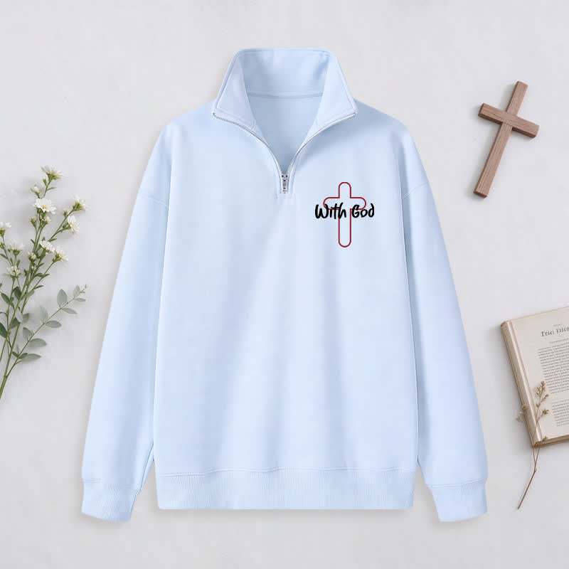 Christianartworkshop With God Cross Statement Half-Zip Pullover - image 14