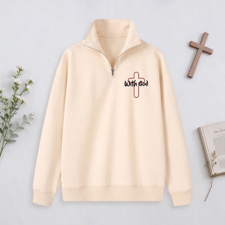 Christianartworkshop With God Cross Statement Half-Zip Pullover - image 10