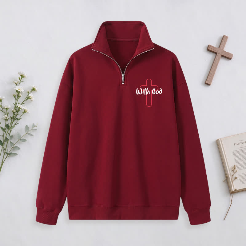 Christianartworkshop With God Cross Statement Half-Zip Pullover - image 6