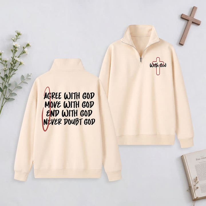 Christianartworkshop With God Cross Statement Half-Zip Pullover - Beige - 3XL - image 8