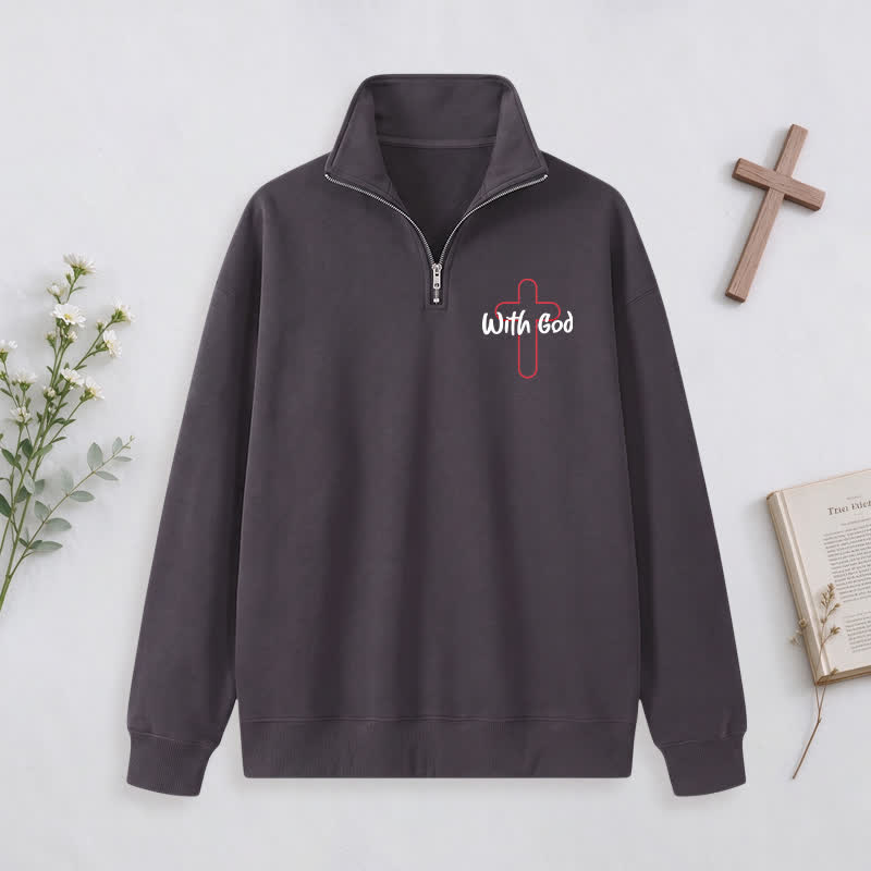 Christianartworkshop With God Cross Statement Half-Zip Pullover - image 25