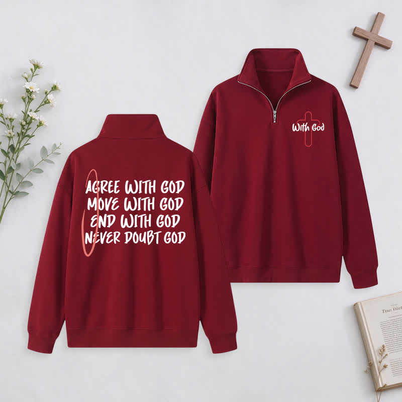 Christianartworkshop With God Cross Statement Half-Zip Pullover - Wine - 3XL - image 4