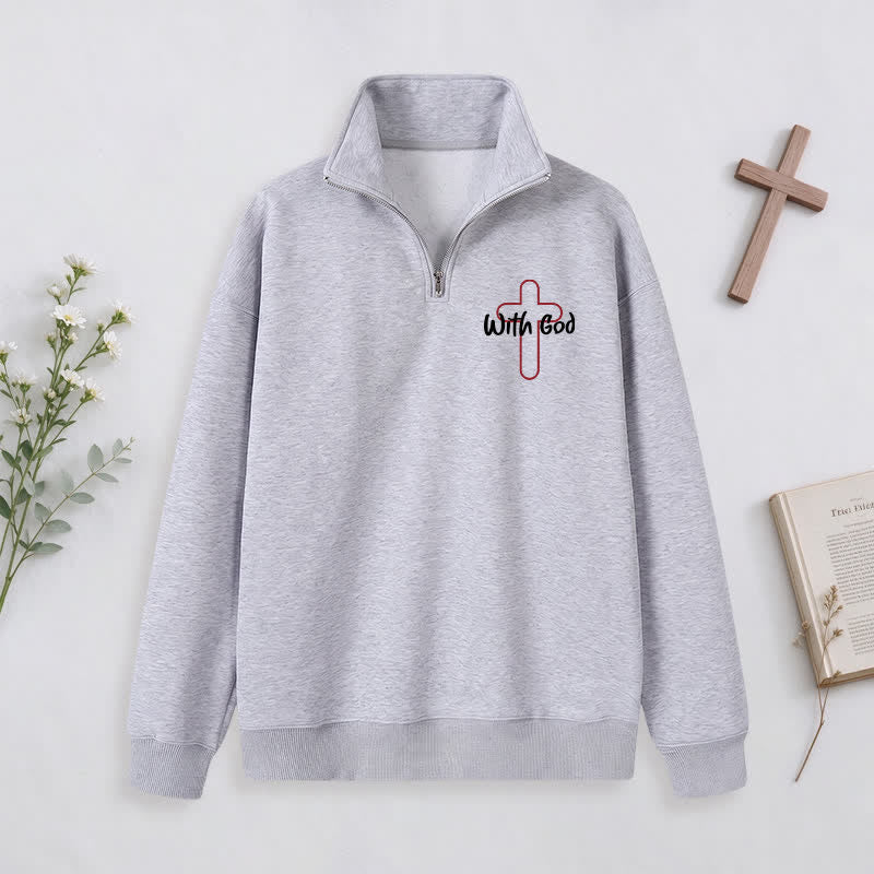 Christianartworkshop With God Cross Statement Half-Zip Pullover - image 22