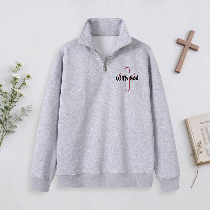 Christianartworkshop With God Cross Statement Half-Zip Pullover - image 22