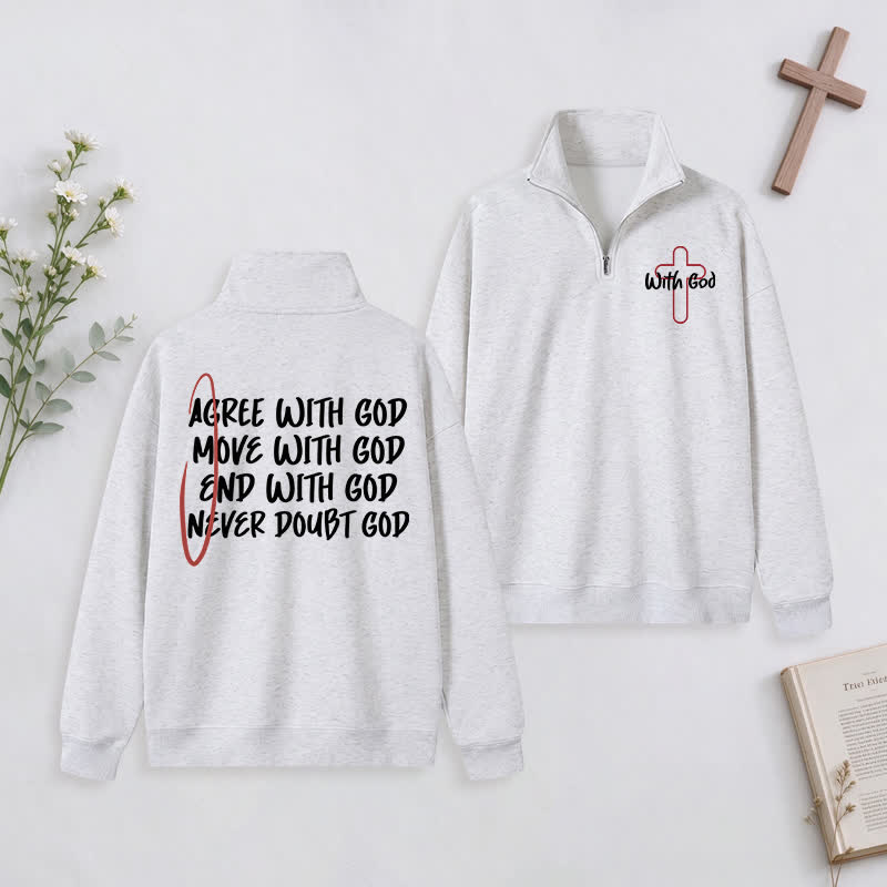 Christianartworkshop With God Cross Statement Half-Zip Pullover - image 26