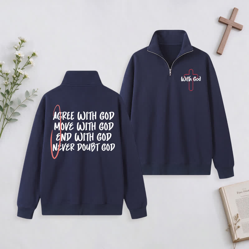 Christianartworkshop With God Cross Statement Half-Zip Pullover - Navy Blue - 3XL - image 29