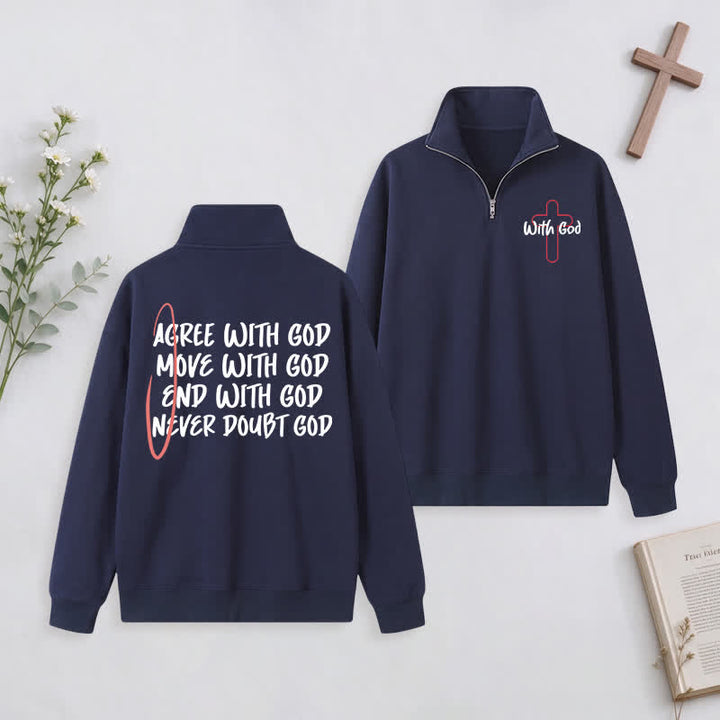 Christianartworkshop With God Cross Statement Half-Zip Pullover - Navy Blue - 3XL - image 29
