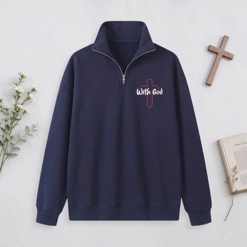 Christianartworkshop With God Cross Statement Half-Zip Pullover - image 31