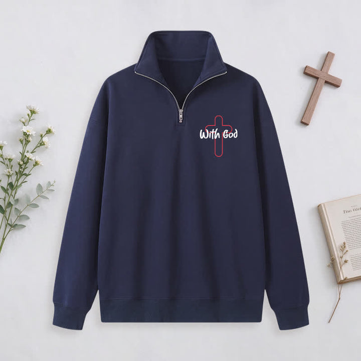 Christianartworkshop With God Cross Statement Half-Zip Pullover - image 31