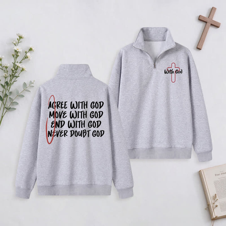 Christianartworkshop With God Cross Statement Half-Zip Pullover - Light Grey - 3XL - image 20