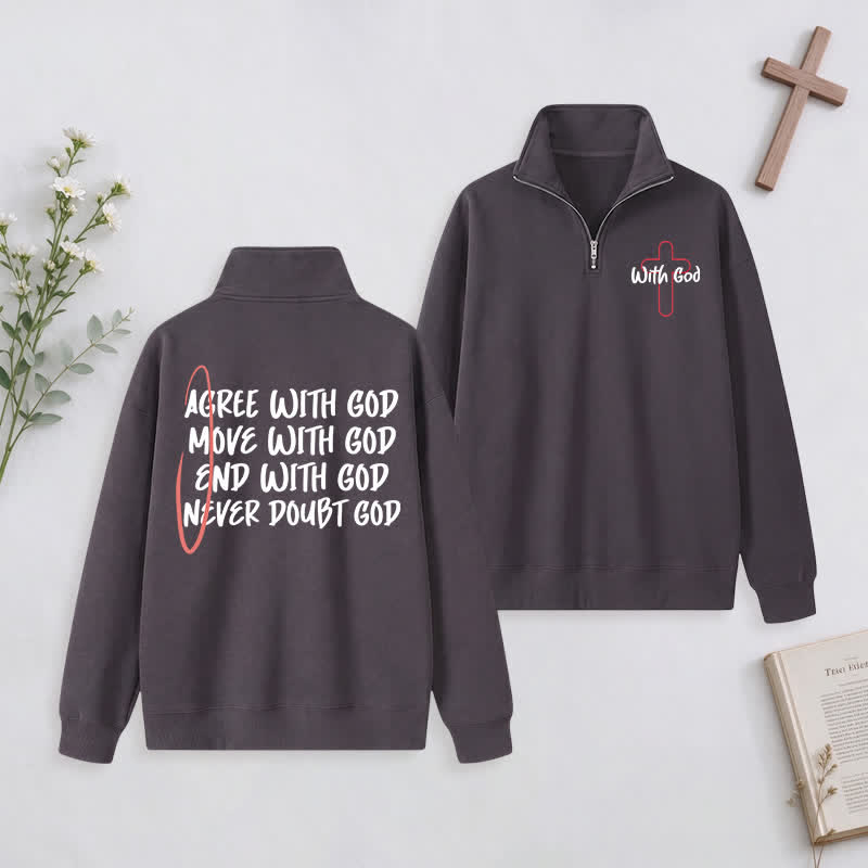 Christianartworkshop With God Cross Statement Half-Zip Pullover - Dark Grey - 3XL - image 23