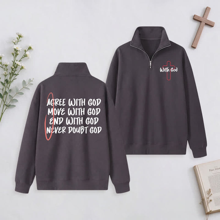 Christianartworkshop With God Cross Statement Half-Zip Pullover - Dark Grey - 3XL - image 23
