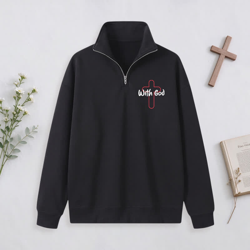 Christianartworkshop With God Cross Statement Half-Zip Pullover - image 18