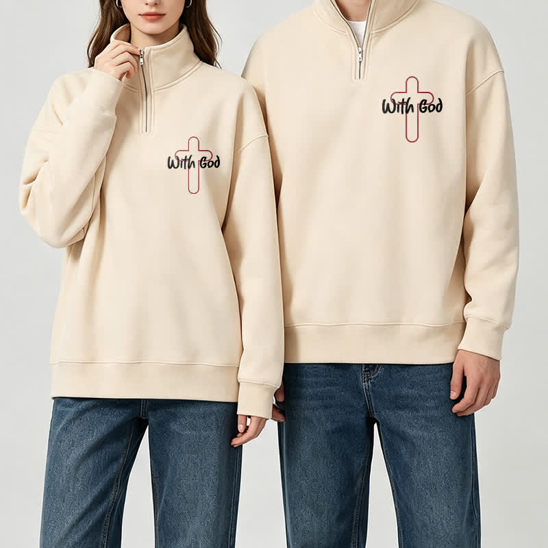 Christianartworkshop With God Cross Statement Half-Zip Pullover - image 11