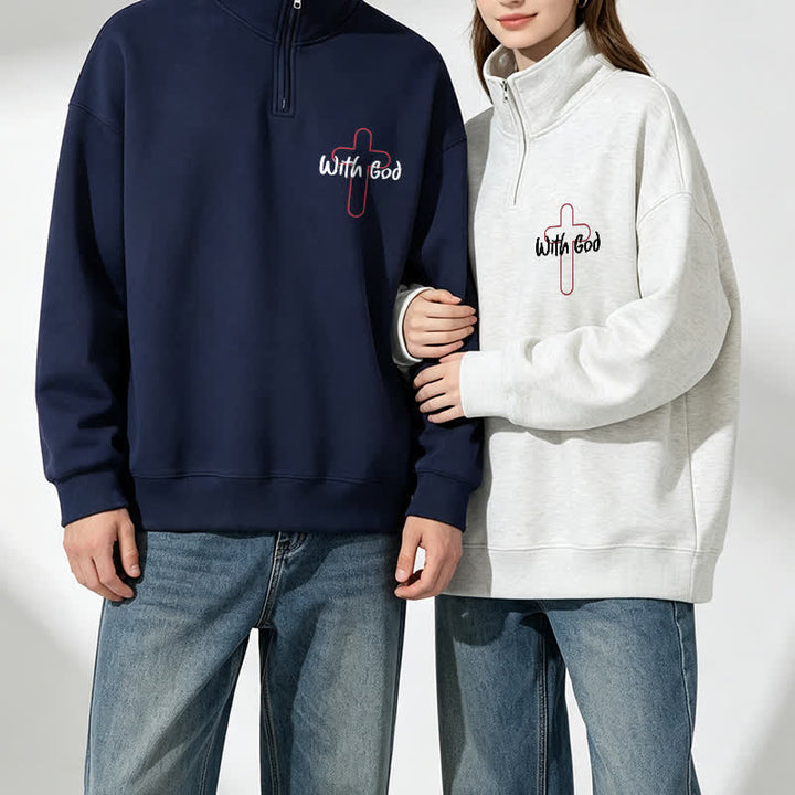 Christianartworkshop With God Cross Statement Half-Zip Pullover - image 3