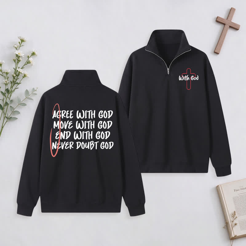Christianartworkshop With God Cross Statement Half-Zip Pullover - Black - 3XL - image 16