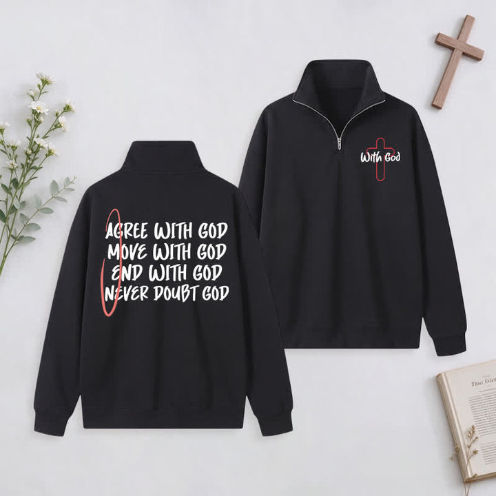 Christianartworkshop With God Cross Statement Half-Zip Pullover - Black - 3XL - image 16