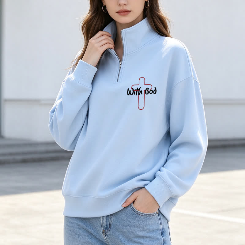 Christianartworkshop With God Cross Statement Half-Zip Pullover - image 15
