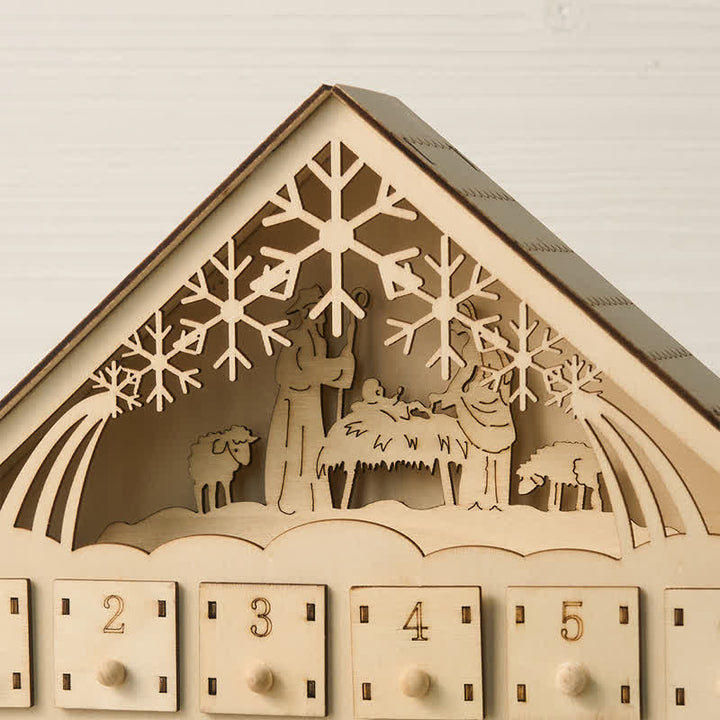 Christianartworkshop Lighted Nativity 24-Drawer Wooden House Calendar - image 2