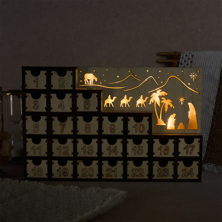 Christianartworkshop Illuminated Nativity Journey 24-Drawer Wooden Calendar - image 3