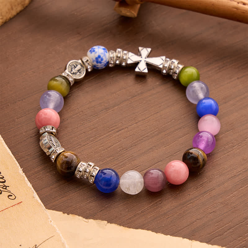 FREE Today: St. Benedict Medal Agate Cross Bracelet: Carrier of Soothing Sacred Blessing - image 3