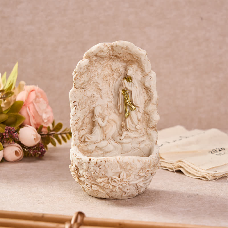 Christianartworkshop Our Lady of Lourdes Relief Holy Water Font: Token of Abiding Divine Tenderness - Our Lady of Lourdes - image 0