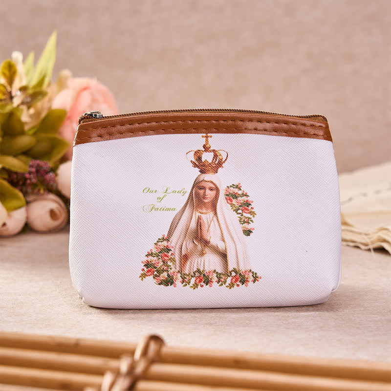 Christianartworkshop PUL Fabric Sacred Holy Figure Zipper Rosary Case: Token of Abiding Divine Peace - Our Lady - image 1