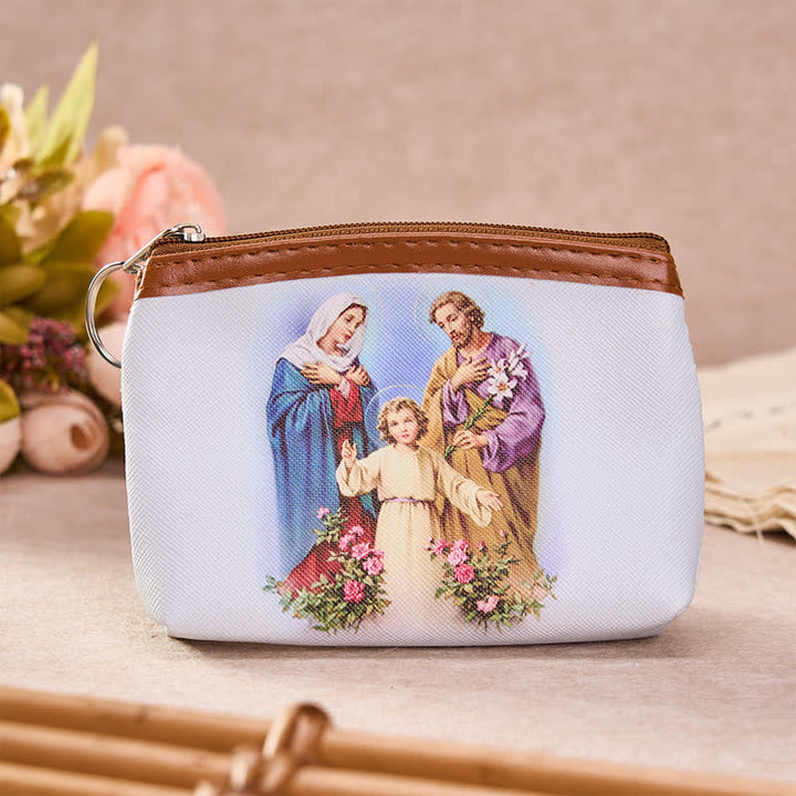 Christianartworkshop PUL Fabric Sacred Holy Figure Zipper Rosary Case: Token of Abiding Divine Peace - Holy Family - image 3