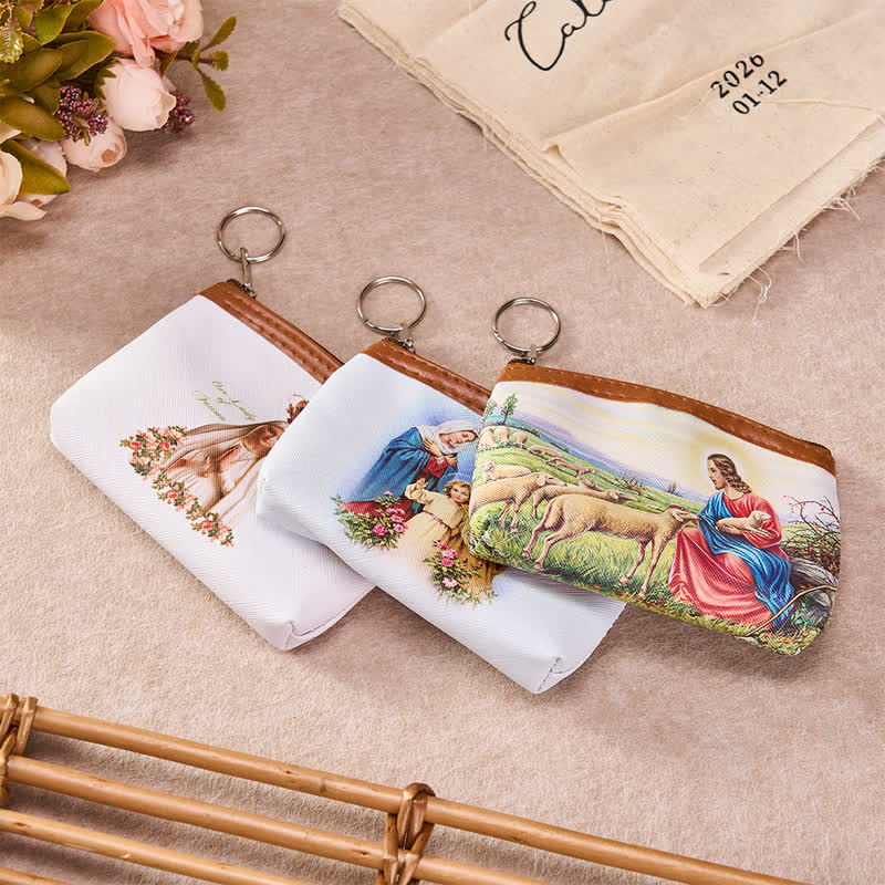 Christianartworkshop PUL Fabric Sacred Holy Figure Zipper Rosary Case: Token of Abiding Divine Peace - image 0