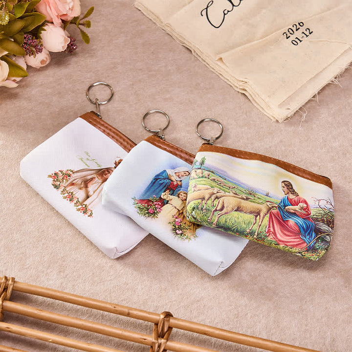 Christianartworkshop PUL Fabric Sacred Holy Figure Zipper Rosary Case: Token of Abiding Divine Peace - image 0