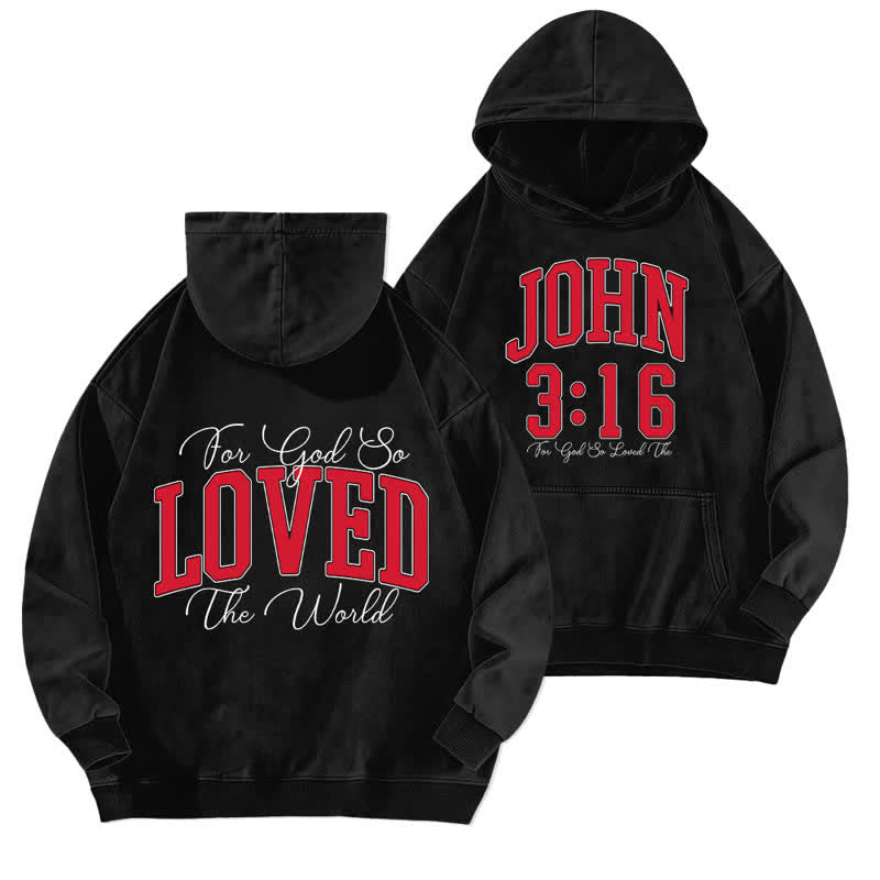 Christianartworkshop John 3:16 Loved Front And Back Washed Hoodie - Black - 5XL - image 0
