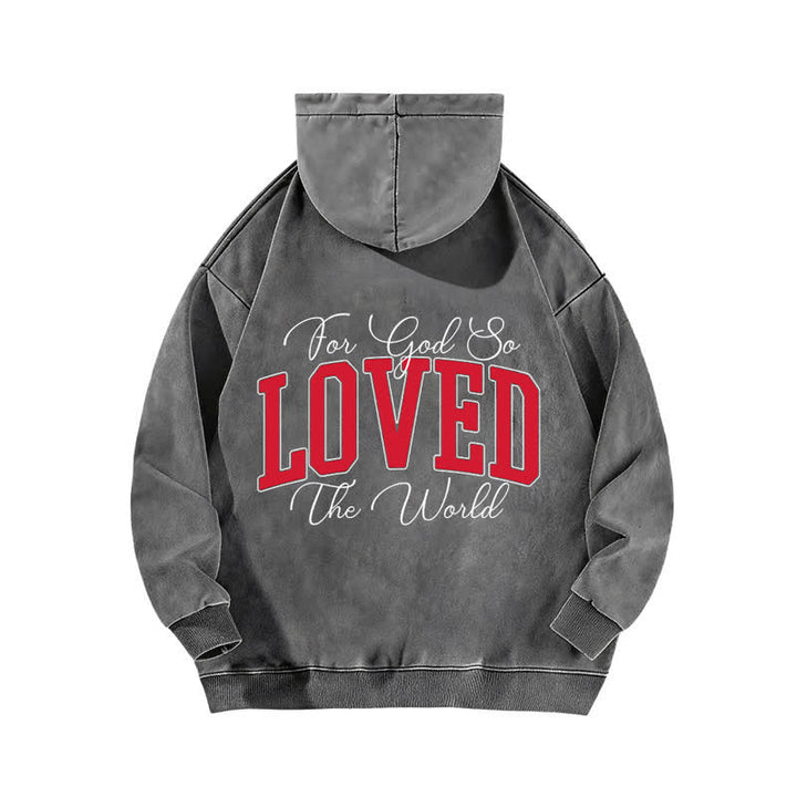 Christianartworkshop John 3:16 Loved Front And Back Washed Hoodie - image 7