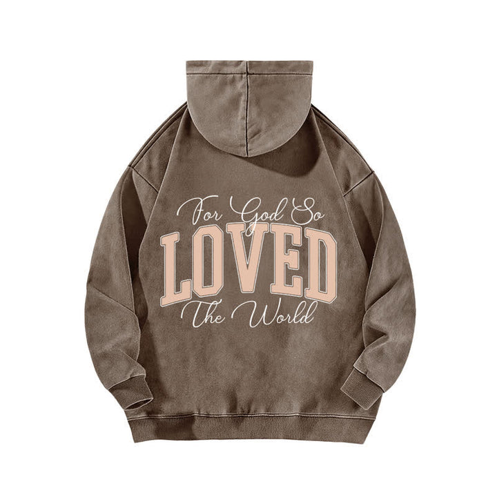 Christianartworkshop John 3:16 Loved Front And Back Washed Hoodie - image 10